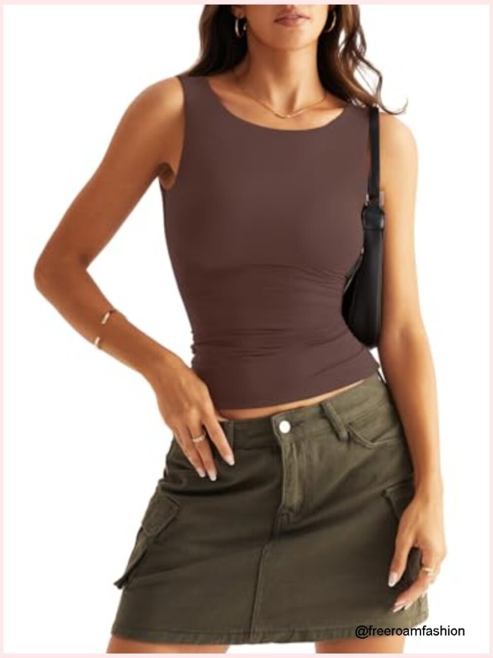 Double Lined Boat Neck Backless Tank Top Slim Fit Summer Going Out - Picture 5 of 7